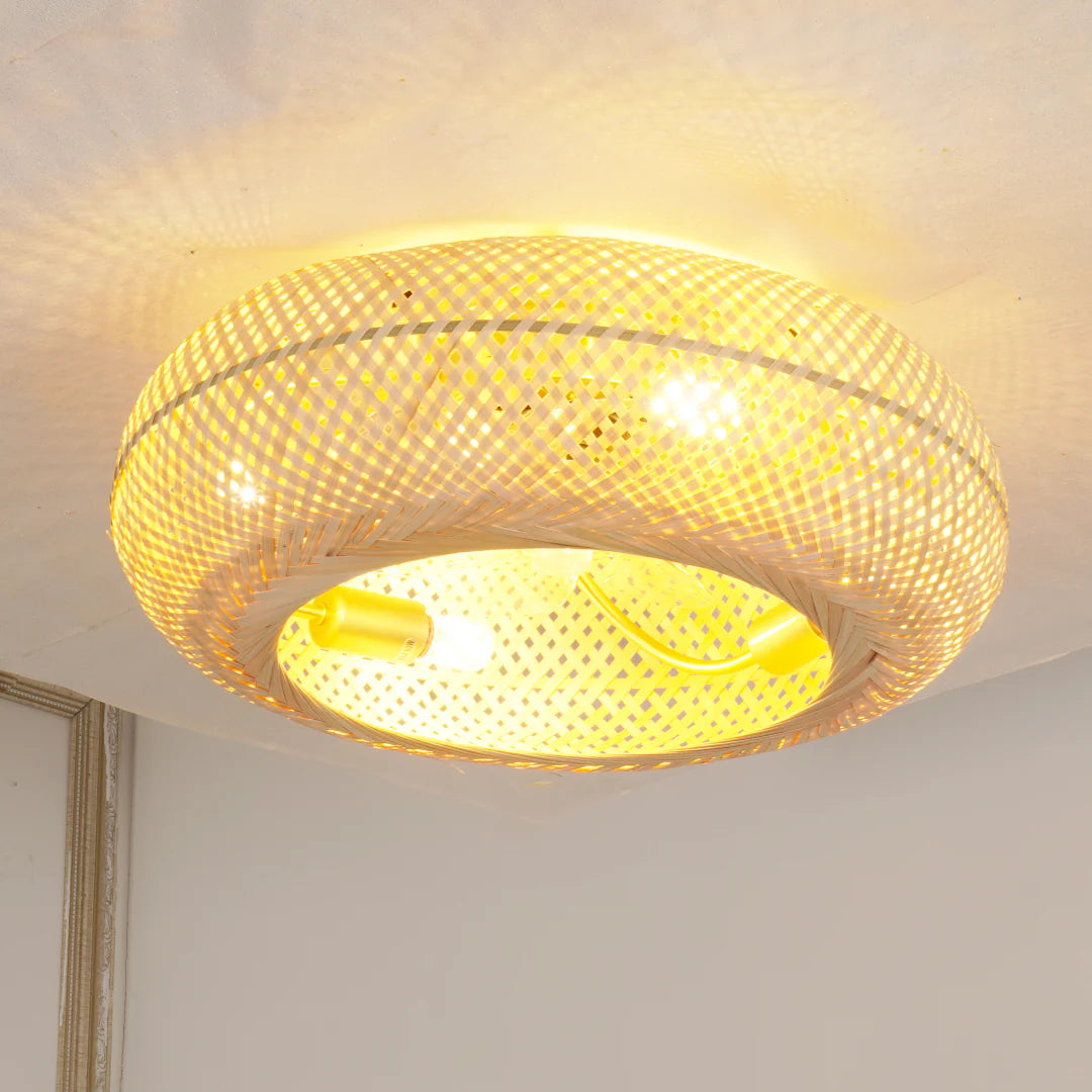 Bamboo Ceiling Fan with Light | Coastal Rattan Style | Indoor Lighting | Lologe
