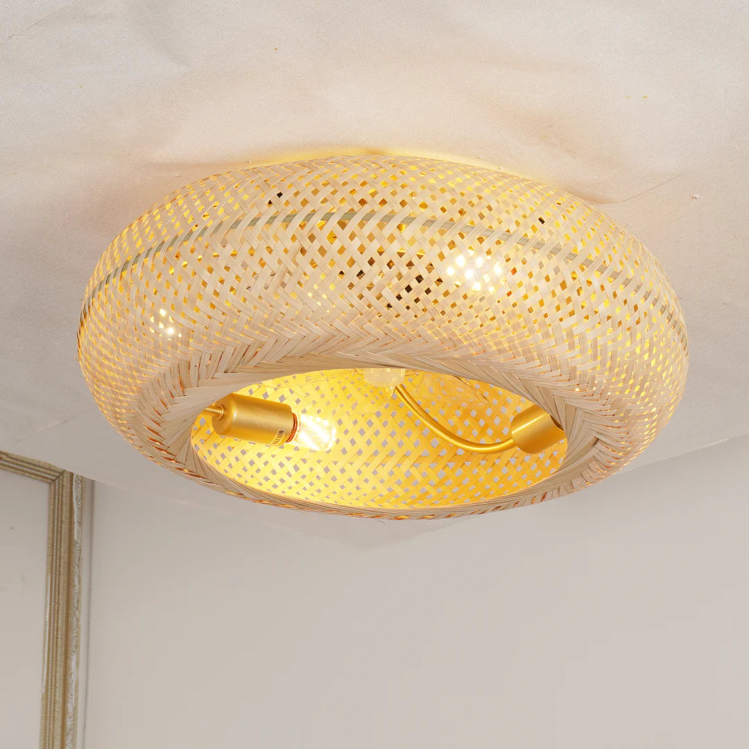 Bamboo Ceiling Fan with Light | Coastal Rattan Style | Indoor Lighting | Lologe