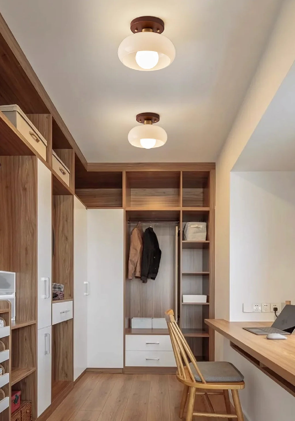 Wood Ceiling Light | Modern Flush Mount Fixture | Natural Wood Lighting | Lologe