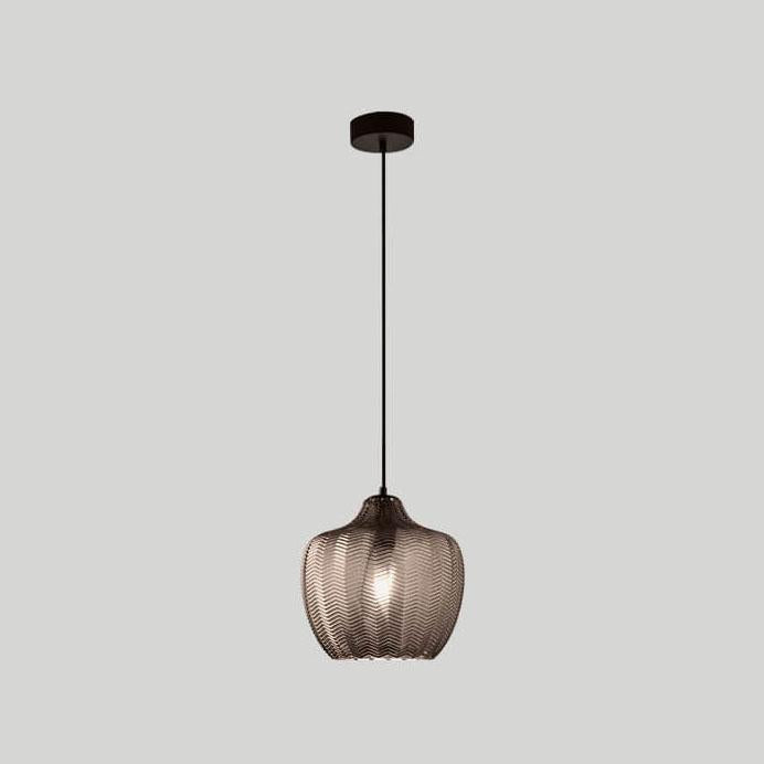 Glass Pendant Light for Dining Room | Textured Wavy Glass Modern Barrel Design | Lologe