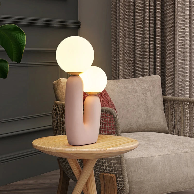 Modern Table Lamp | Cactus-Inspired Glass Accent Light for Living Room | Lologe