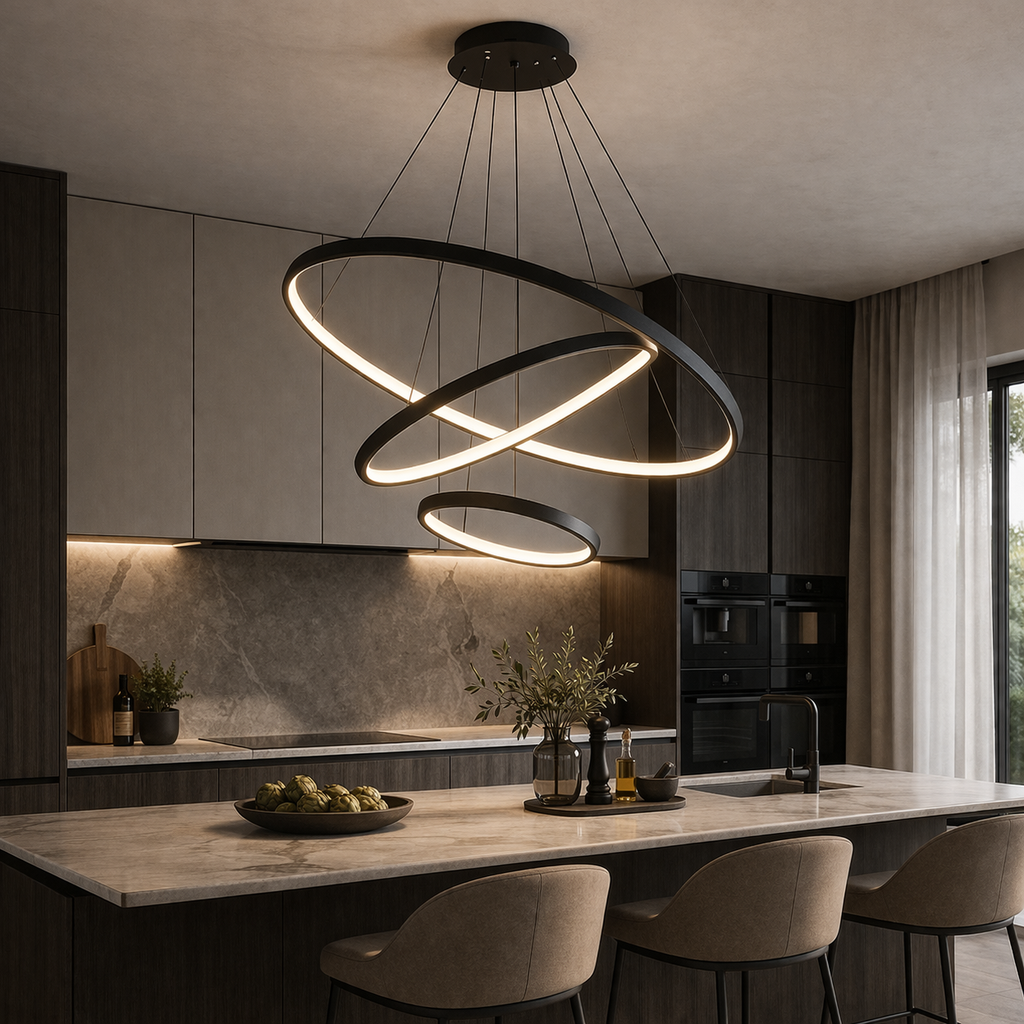Lumivara - Multi-Ring LED Ceiling Chandelier- Illuminate Living Spaces