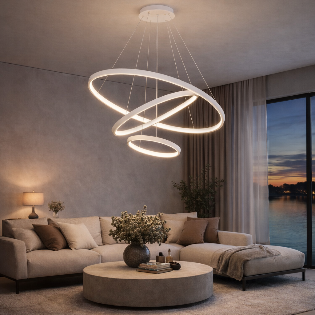 Lumivara - Multi-Ring LED Ceiling Chandelier- Illuminate Living Spaces