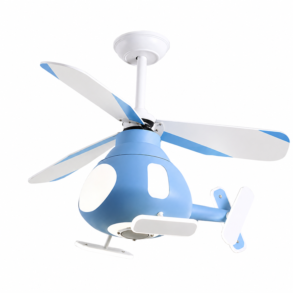 LED Ceiling Fan Light | Kids Helicopter Design | Iron Acrylic | Semi-Flush Mount | Lologe