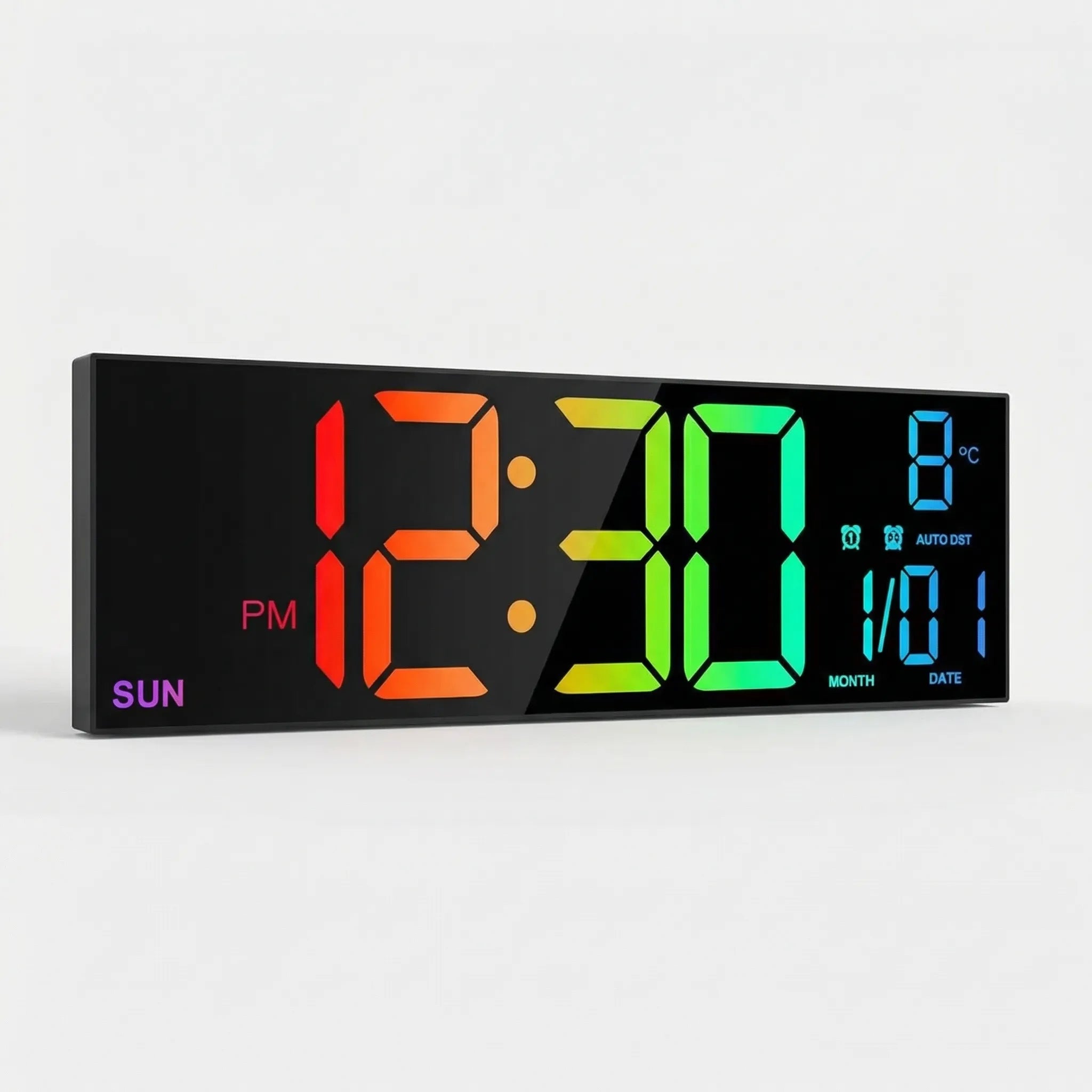 Chromawall - Large LED Wall Clock With Remote- Wall-Mounted Time Display
