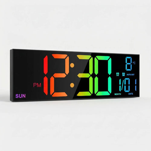 Chromawall - Large LED Wall Clock With Remote- Wall-Mounted Time Display
