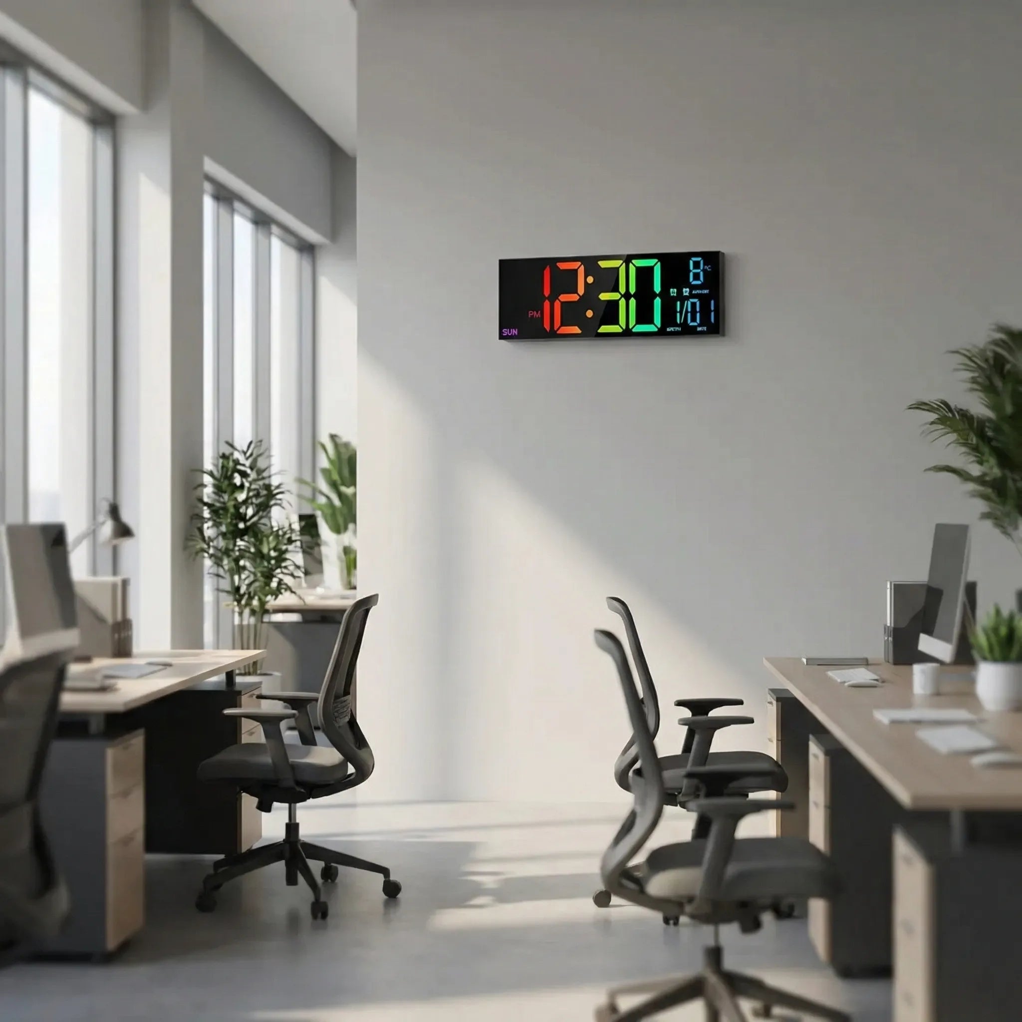 Chromawall - Large LED Wall Clock With Remote- Wall-Mounted Time Display