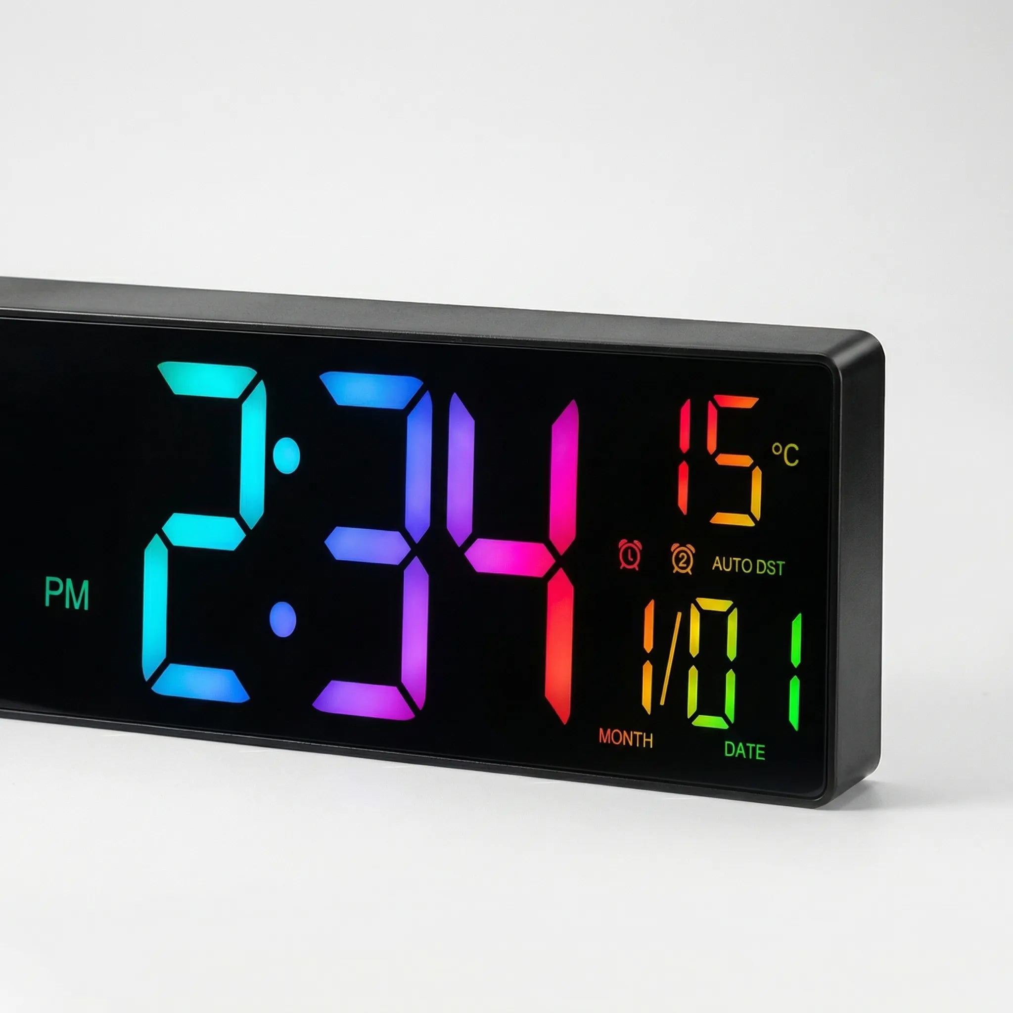 Chromawall - Large LED Wall Clock With Remote- Wall-Mounted Time Display