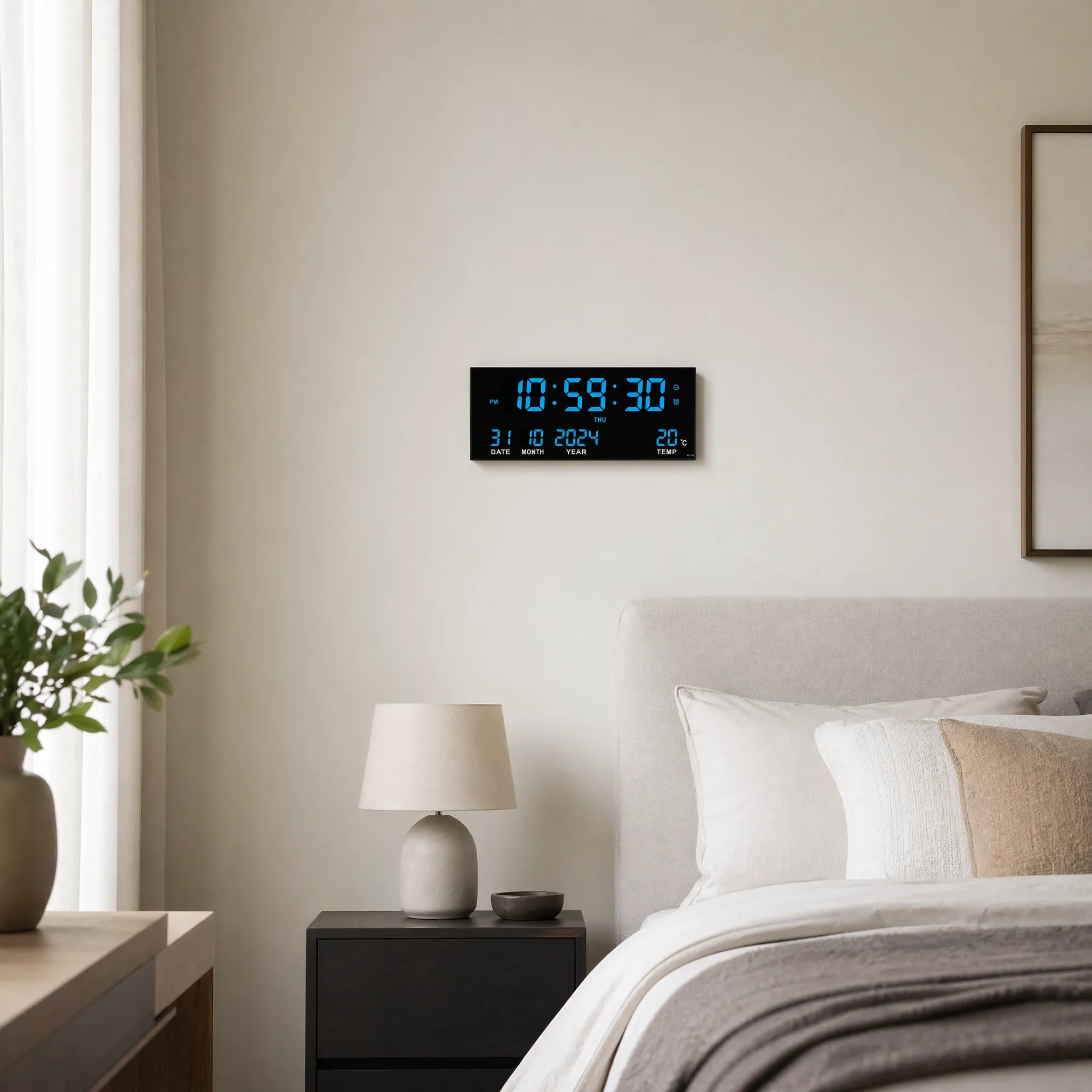 Chronovex - Large LED Digital Wall Clock With Calendar- Wall-Mounted Timekeeping