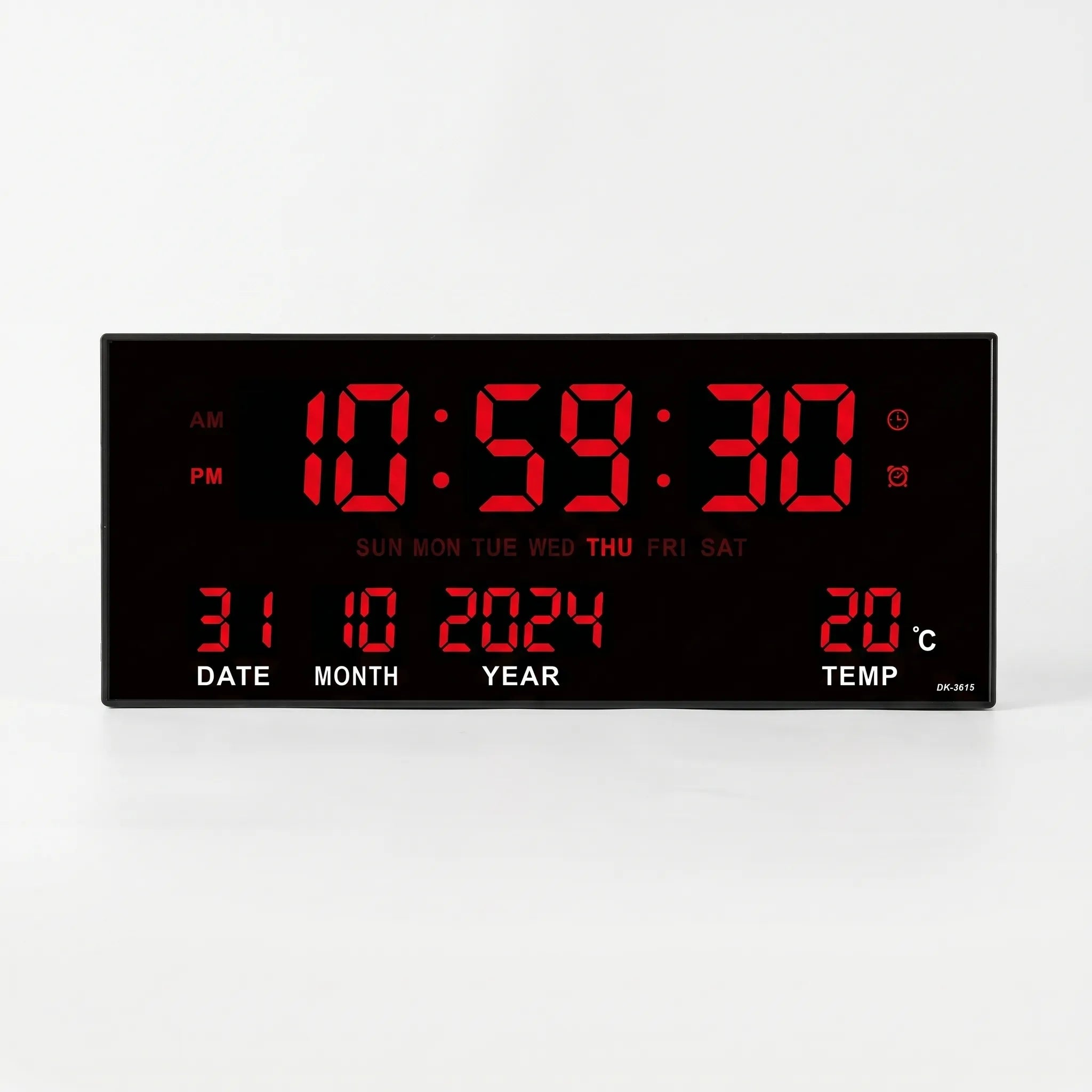 Chronovex - Large LED Digital Wall Clock With Calendar- Wall-Mounted Timekeeping