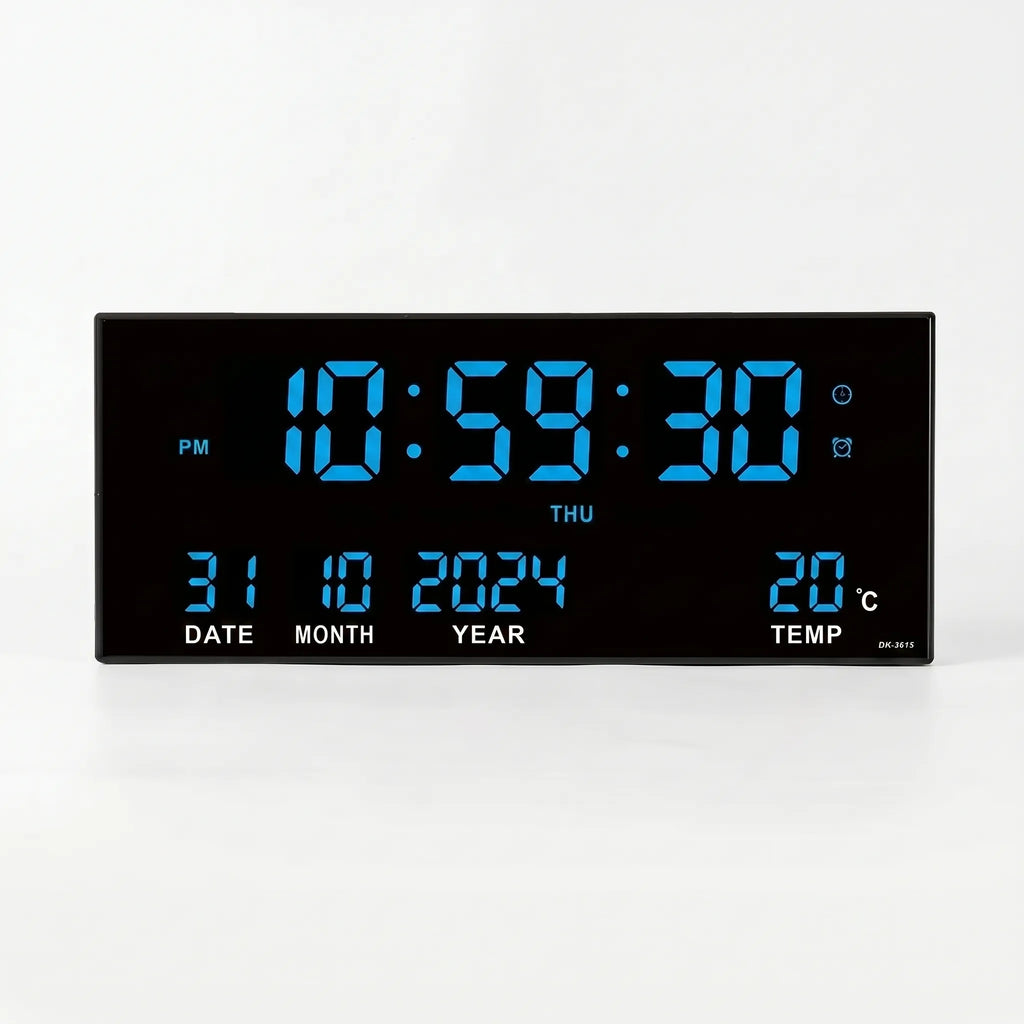 Chronovex - Large LED Digital Wall Clock With Calendar- Wall-Mounted Timekeeping