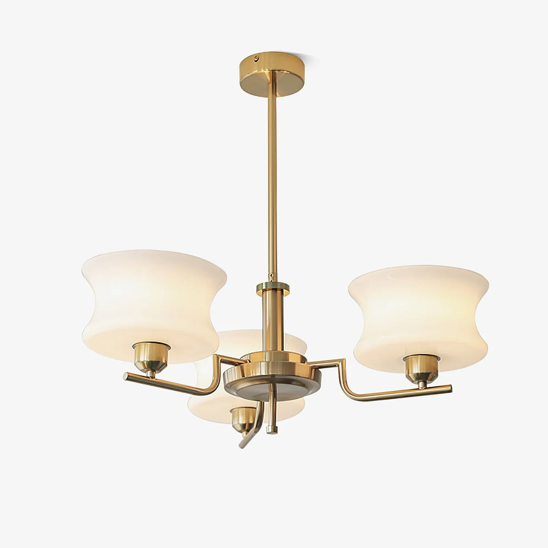 Cream Glass Chandelier | Metal Frame Ceiling Light | Modern Dining Room Lighting | Lologe