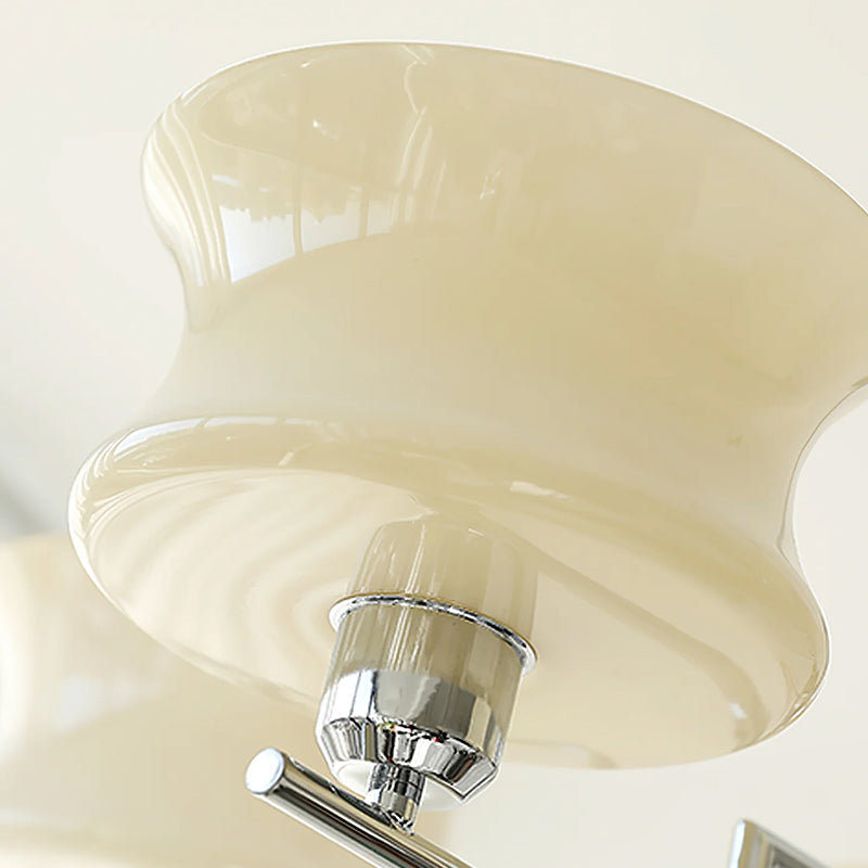 Cream Glass Chandelier | Metal Frame Ceiling Light | Modern Dining Room Lighting | Lologe