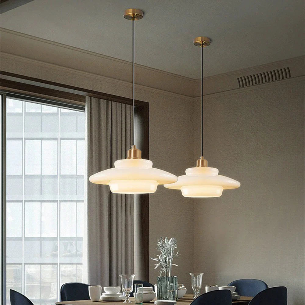 Cream Pendant Light | UFO Style Ceiling Lighting for Dining Room & Kitchen | Lologe