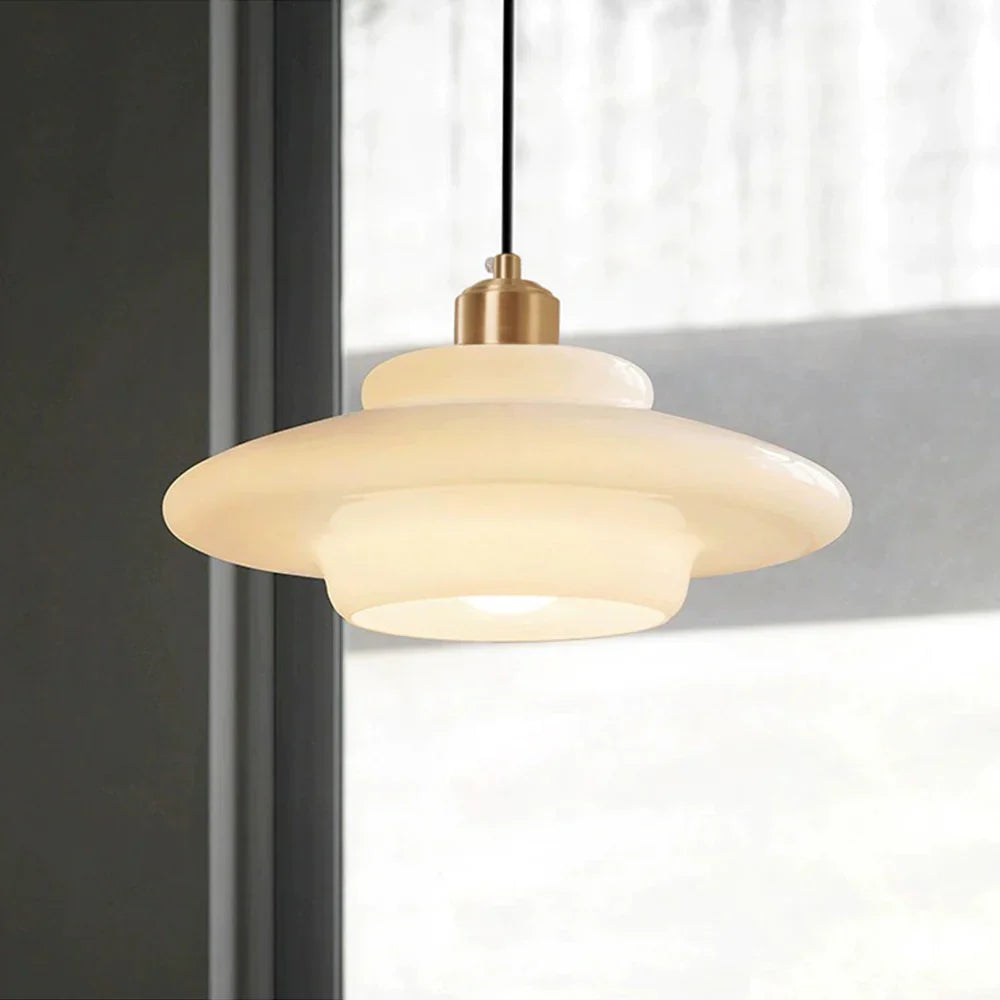 Cream Pendant Light | UFO Style Ceiling Lighting for Dining Room & Kitchen | Lologe