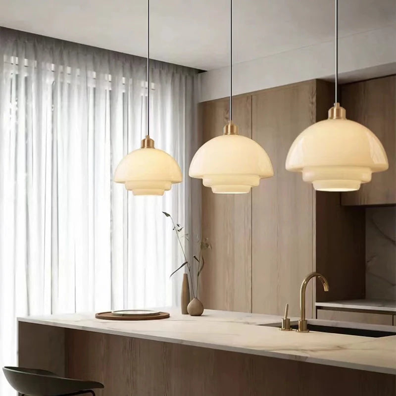 Cream Pendant Light | UFO Style Ceiling Lighting for Dining Room & Kitchen | Lologe
