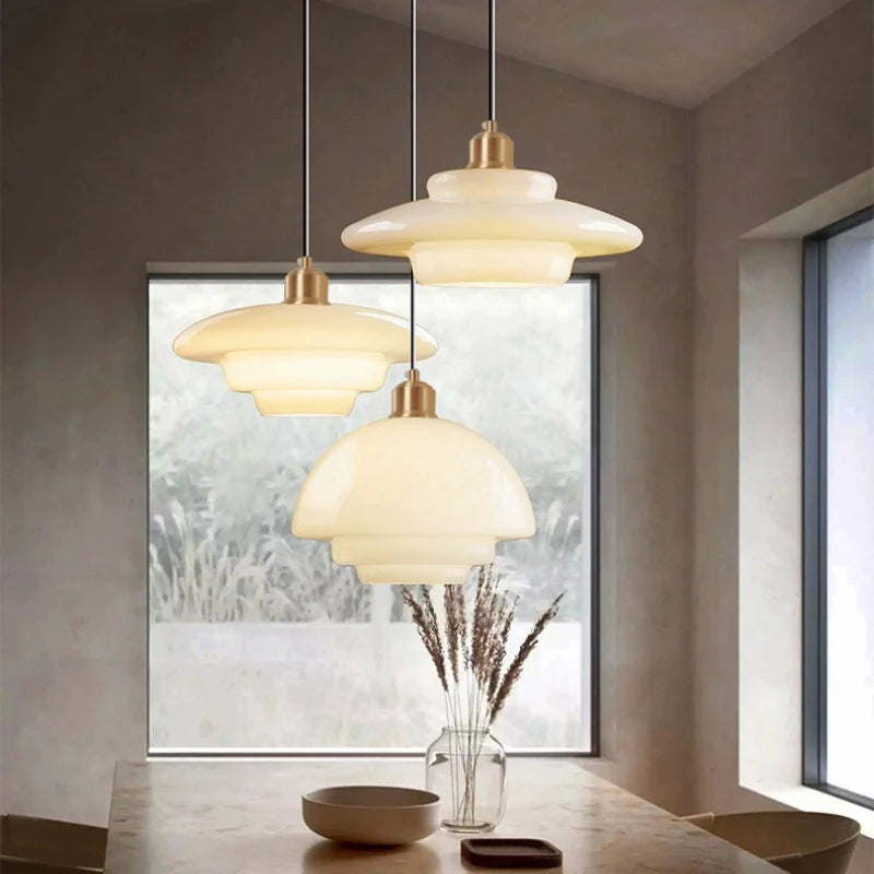 Cream Pendant Light | UFO Style Ceiling Lighting for Dining Room & Kitchen | Lologe