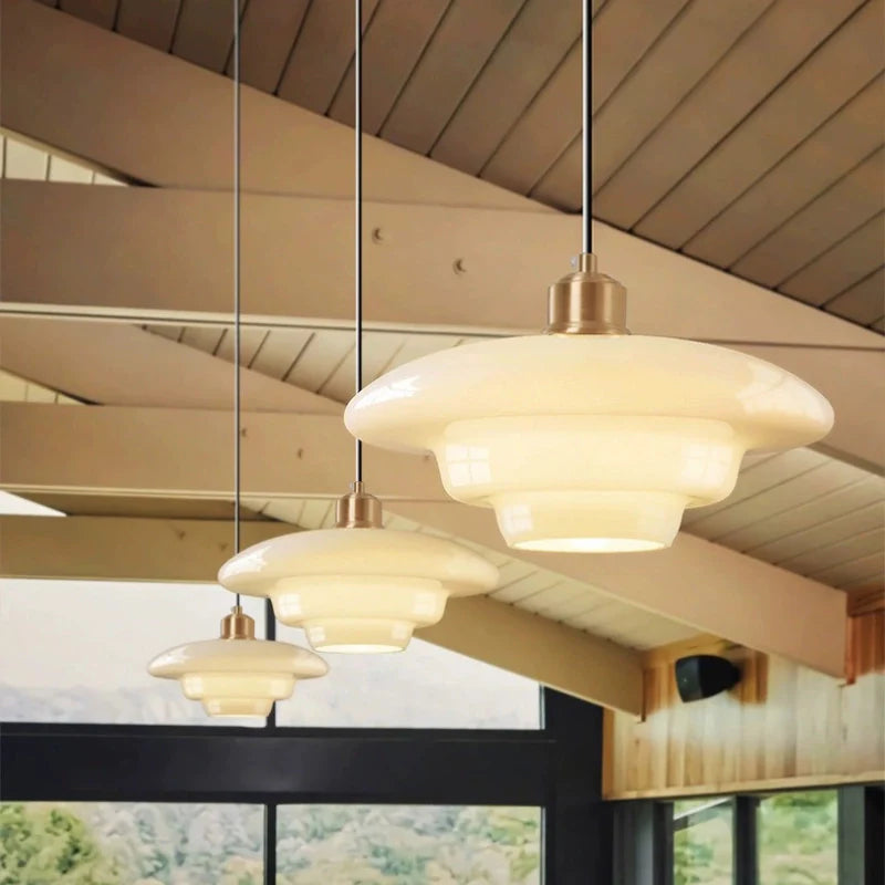 Cream Pendant Light | UFO Style Ceiling Lighting for Dining Room & Kitchen | Lologe