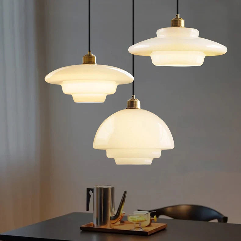 Cream Pendant Light | UFO Style Ceiling Lighting for Dining Room & Kitchen | Lologe