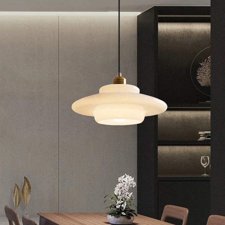 Cream Pendant Light | UFO Style Ceiling Lighting for Dining Room & Kitchen | Lologe