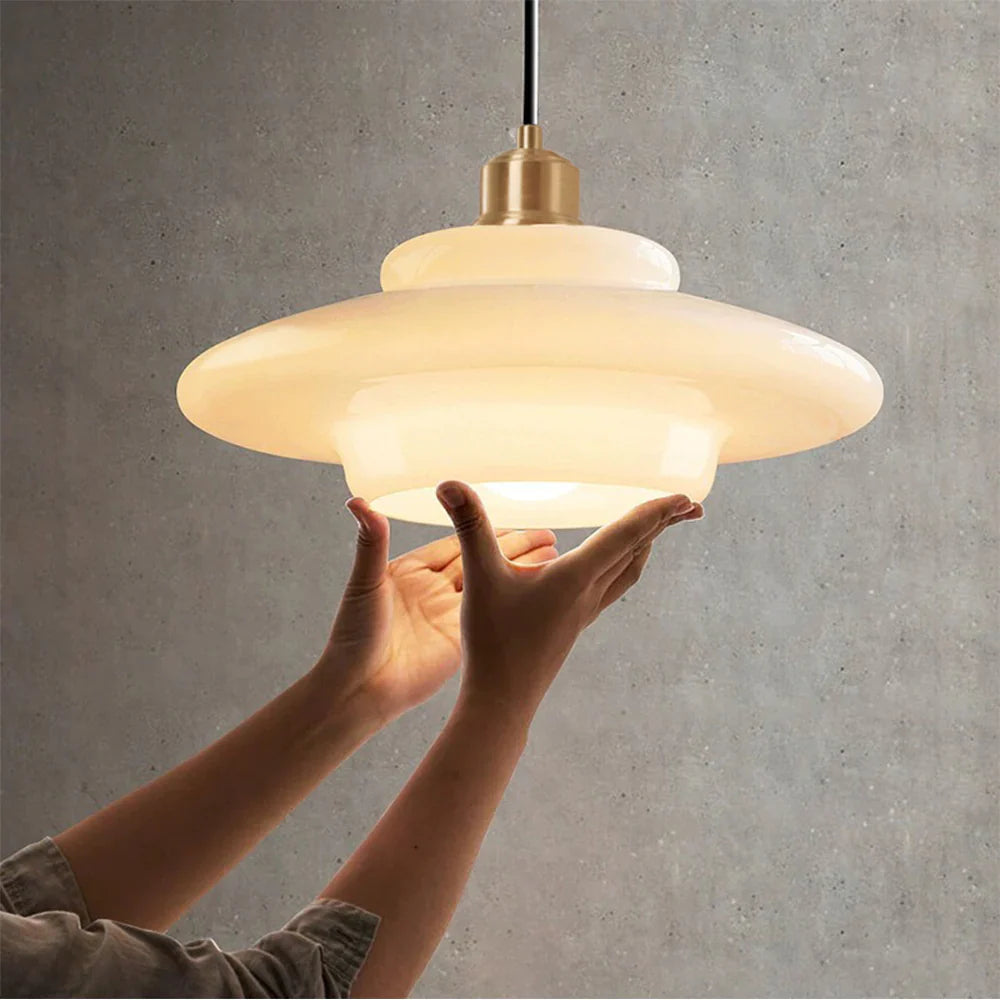 Cream Pendant Light | UFO Style Ceiling Lighting for Dining Room & Kitchen | Lologe