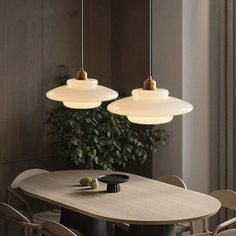 Cream Pendant Light | UFO Style Ceiling Lighting for Dining Room & Kitchen | Lologe
