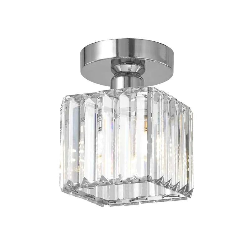 Crystal Silver Ceiling Light | Hallway | Flush Mount | Crystal Shade | Modern Glam Style | Round | Lologe