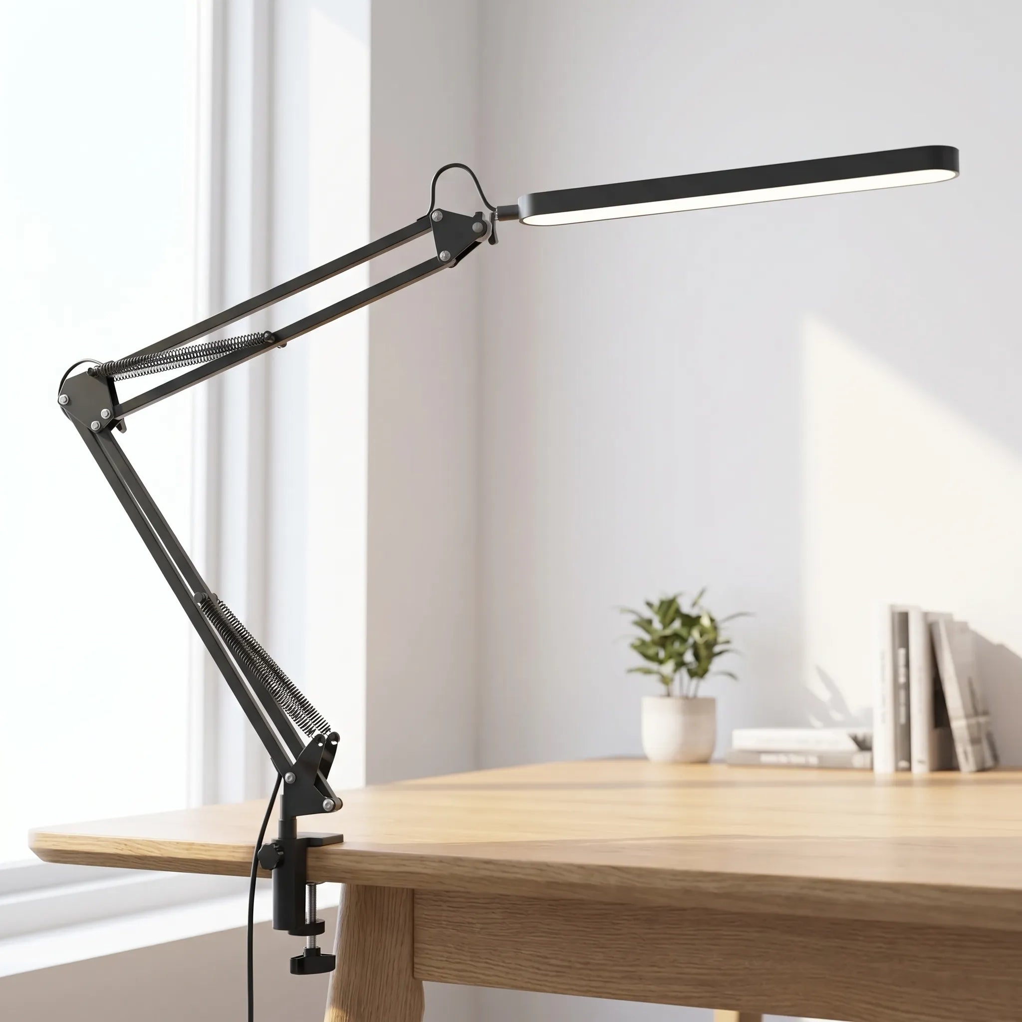 Deskray - Long-Arm Clamp LED Desk Lamp- Focused Desk Lighting