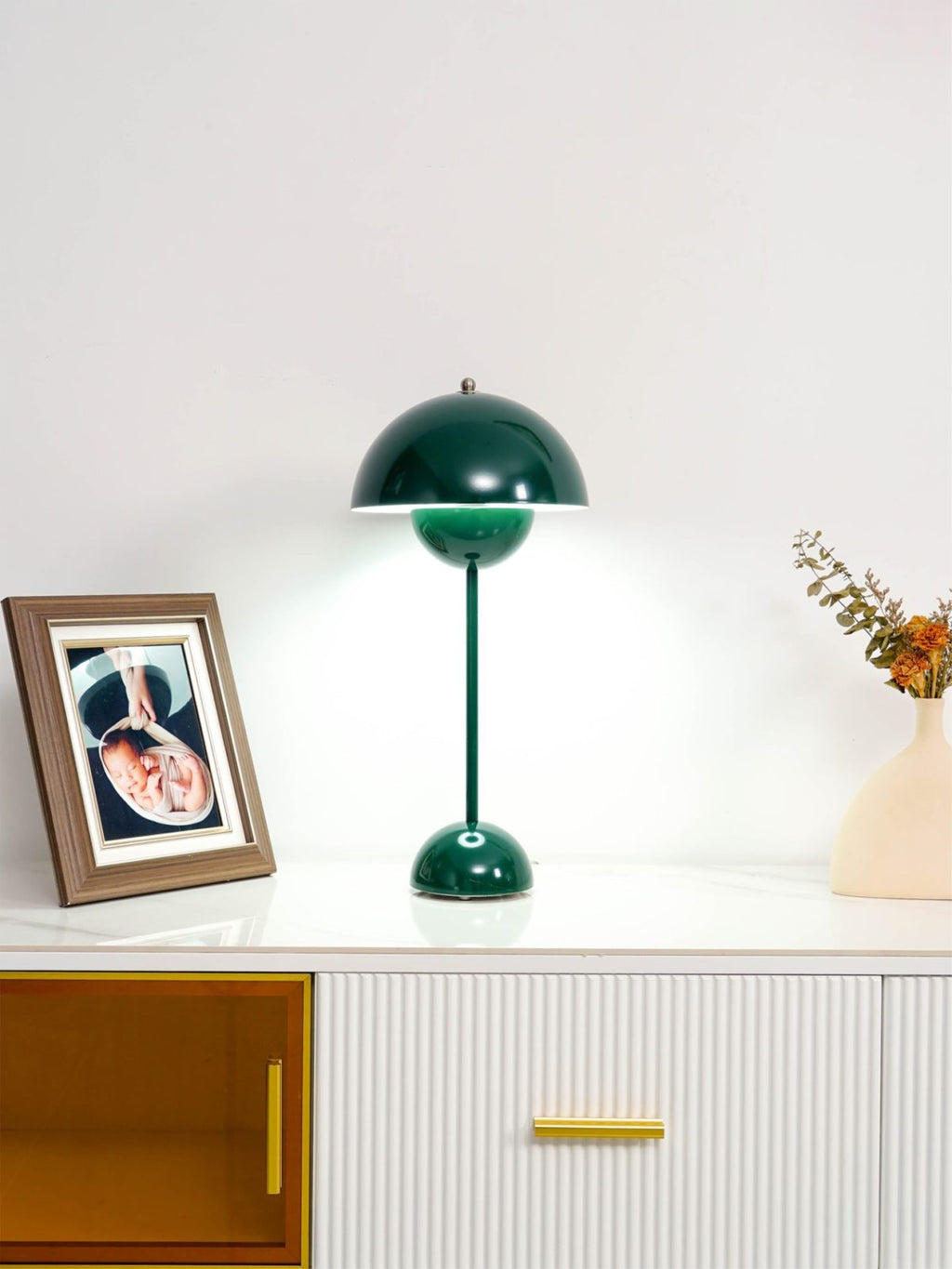 Modern Table Lamp for Bedroom | Metal Dome Accent Lighting | Lologe