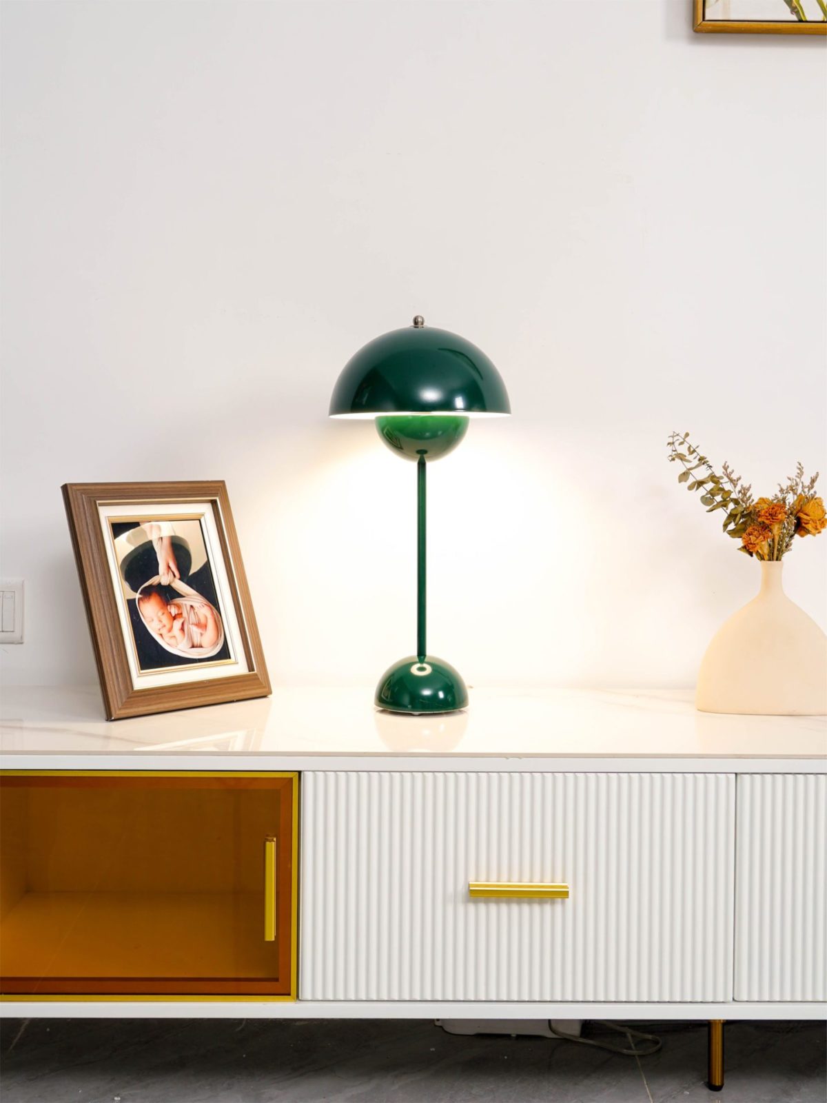 Modern Table Lamp for Bedroom | Metal Dome Accent Lighting | Lologe