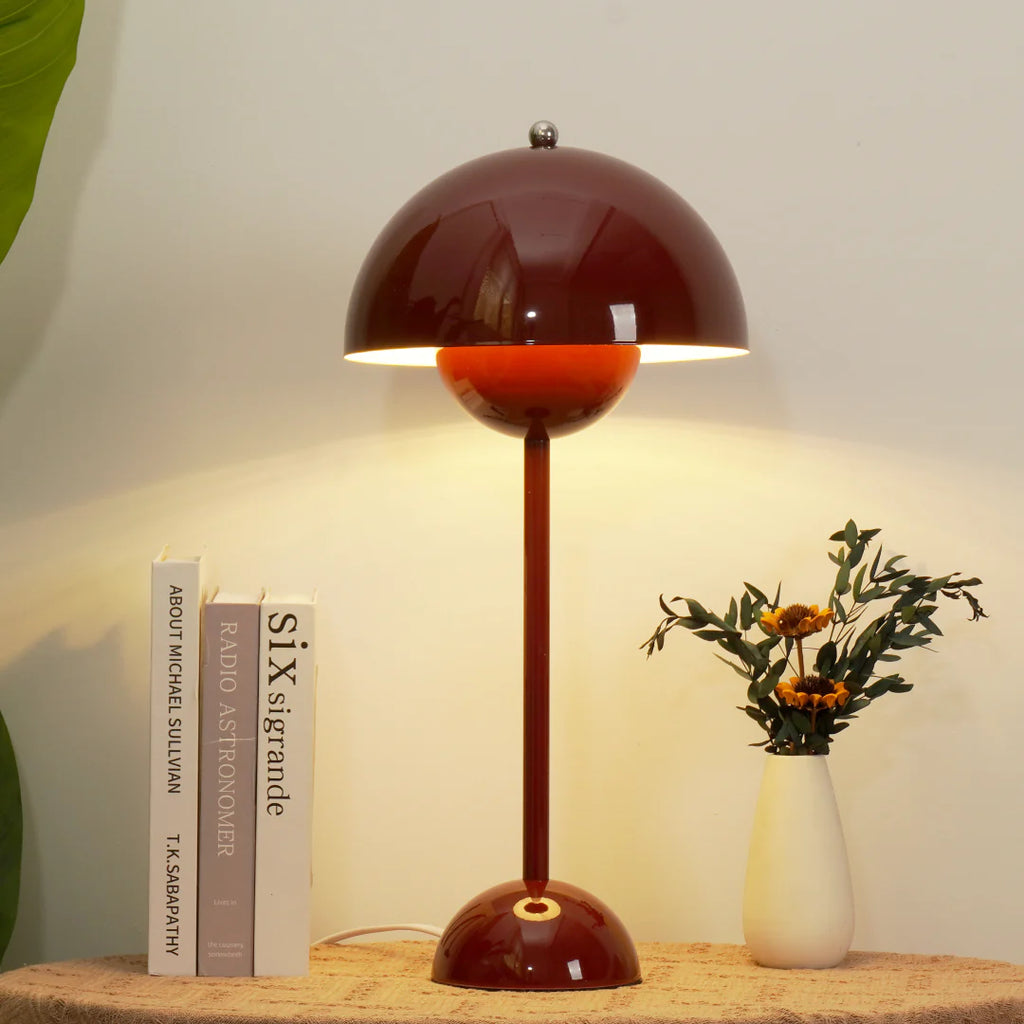Modern Table Lamp for Bedroom | Metal Dome Accent Lighting | Lologe