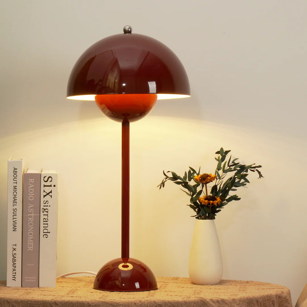 Modern Table Lamp for Bedroom | Metal Dome Accent Lighting | Lologe
