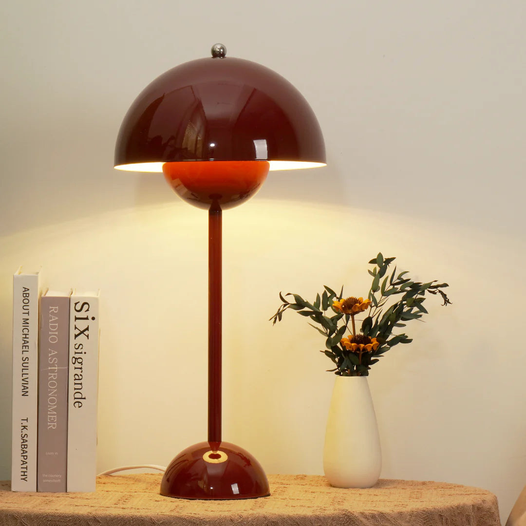 Modern Table Lamp for Bedroom | Metal Dome Accent Lighting | Lologe