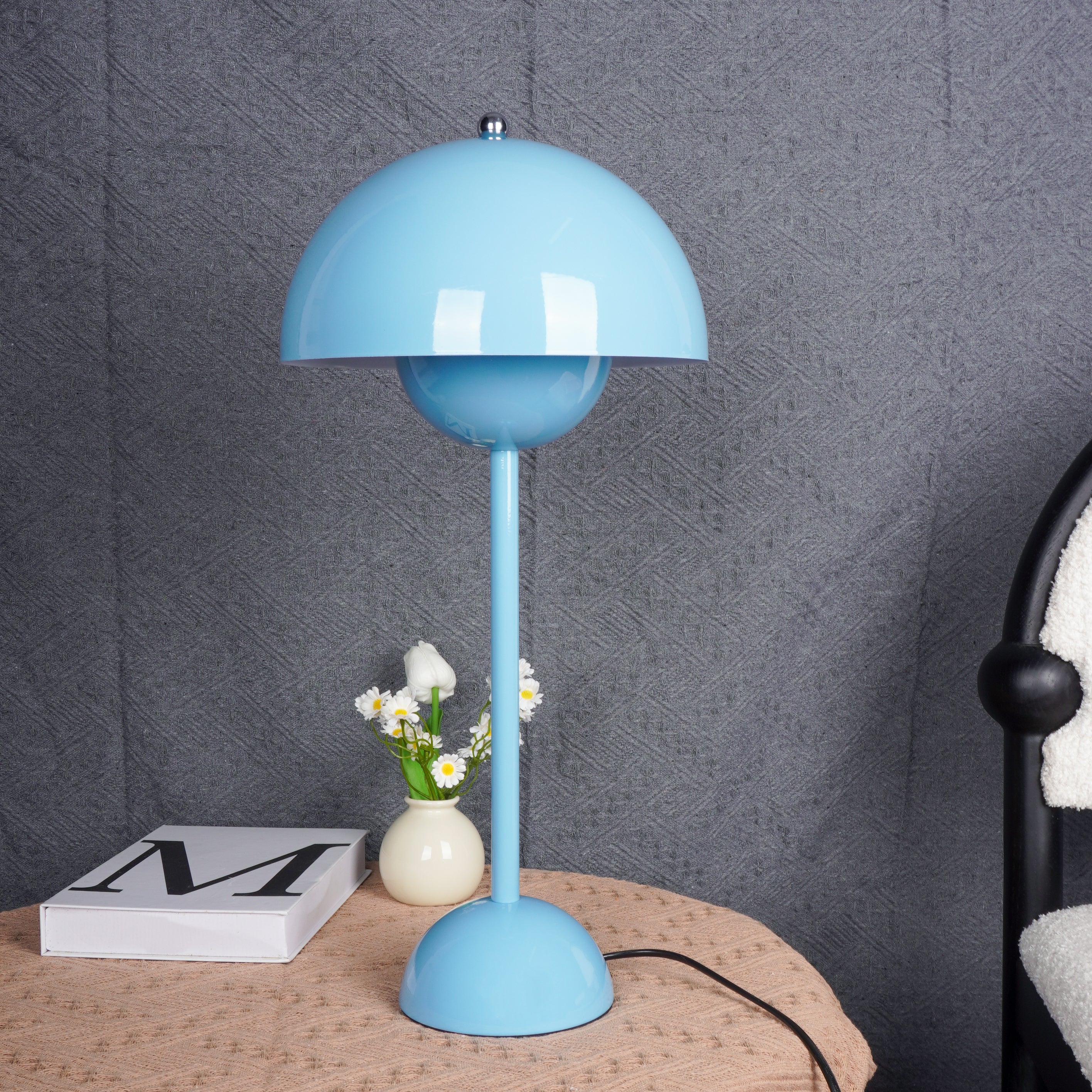 Modern Table Lamp for Bedroom | Metal Dome Accent Lighting | Lologe