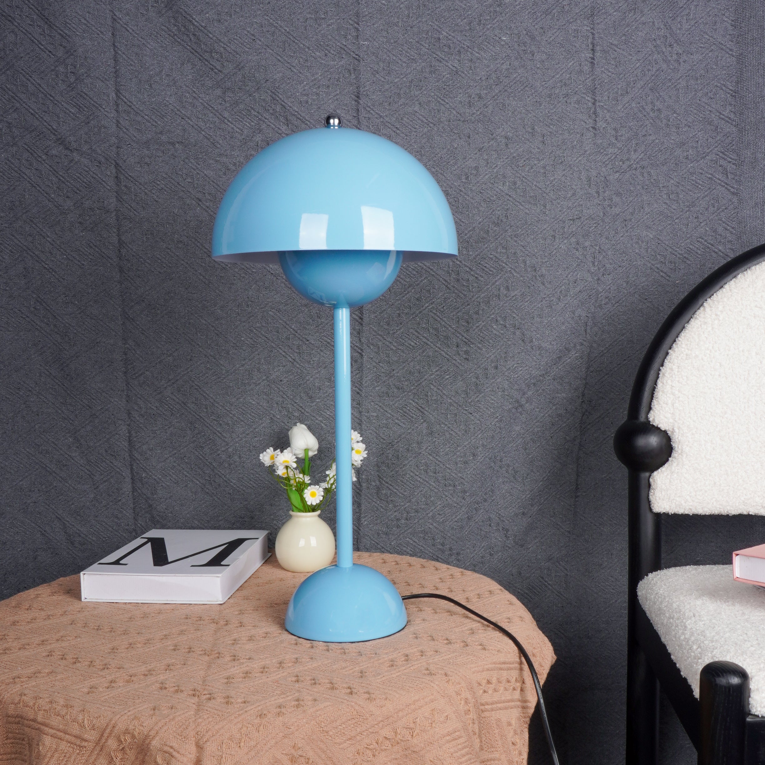 Modern Table Lamp for Bedroom | Metal Dome Accent Lighting | Lologe