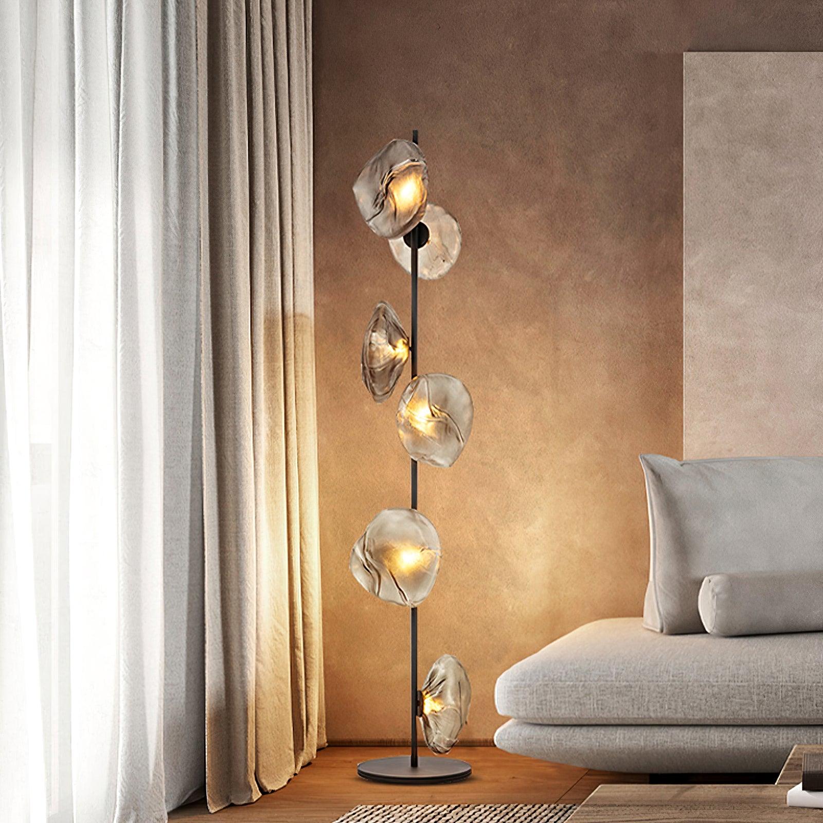 Glass Floor Lamp | Petal Design Accent Lighting for Living Room & Bedroom | Lologe