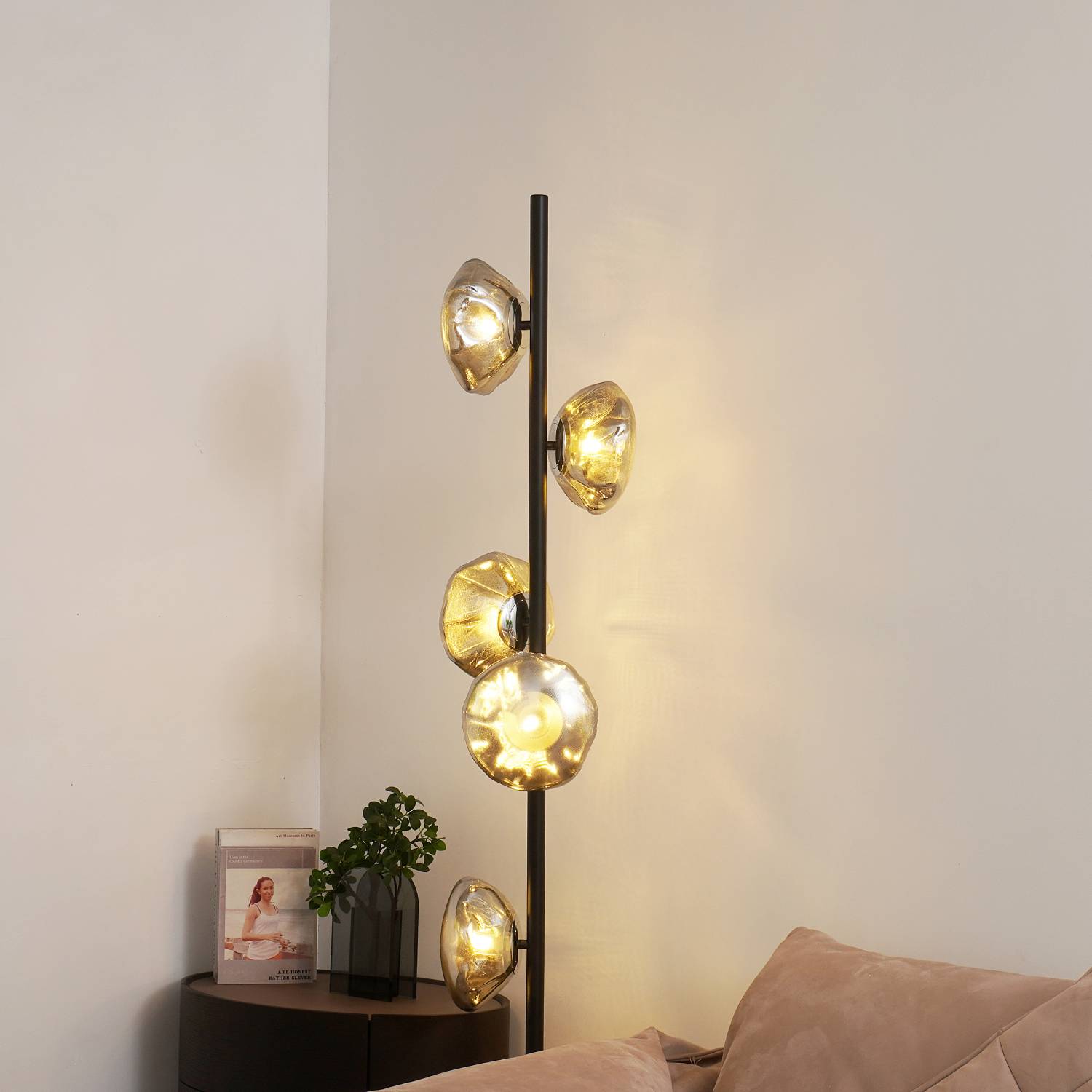 Glass Floor Lamp | Petal Design Accent Lighting for Living Room & Bedroom | Lologe