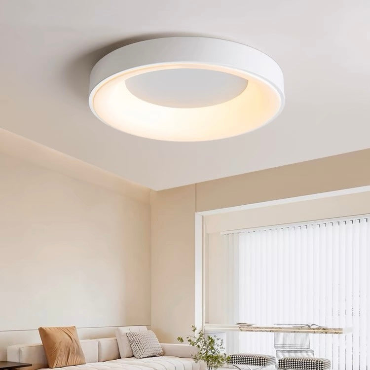 Round Minimalist White Ceiling Light | Living Room Bedroom | LED Flush Mount | Modern Style | Lologe
