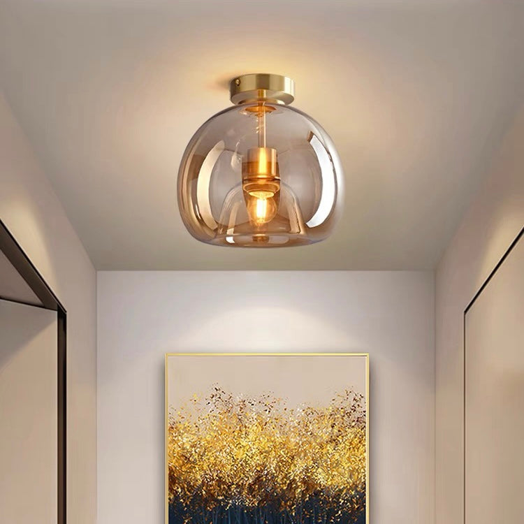 Vintage Glass Gold Ceiling Light | Hallway | Flush Mount | Decorative Glass Shade | Modern | Lologe