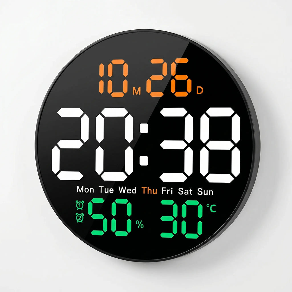 Lumiclock - Round LED Digital Wall Clock With Remote- Time At A Glance
