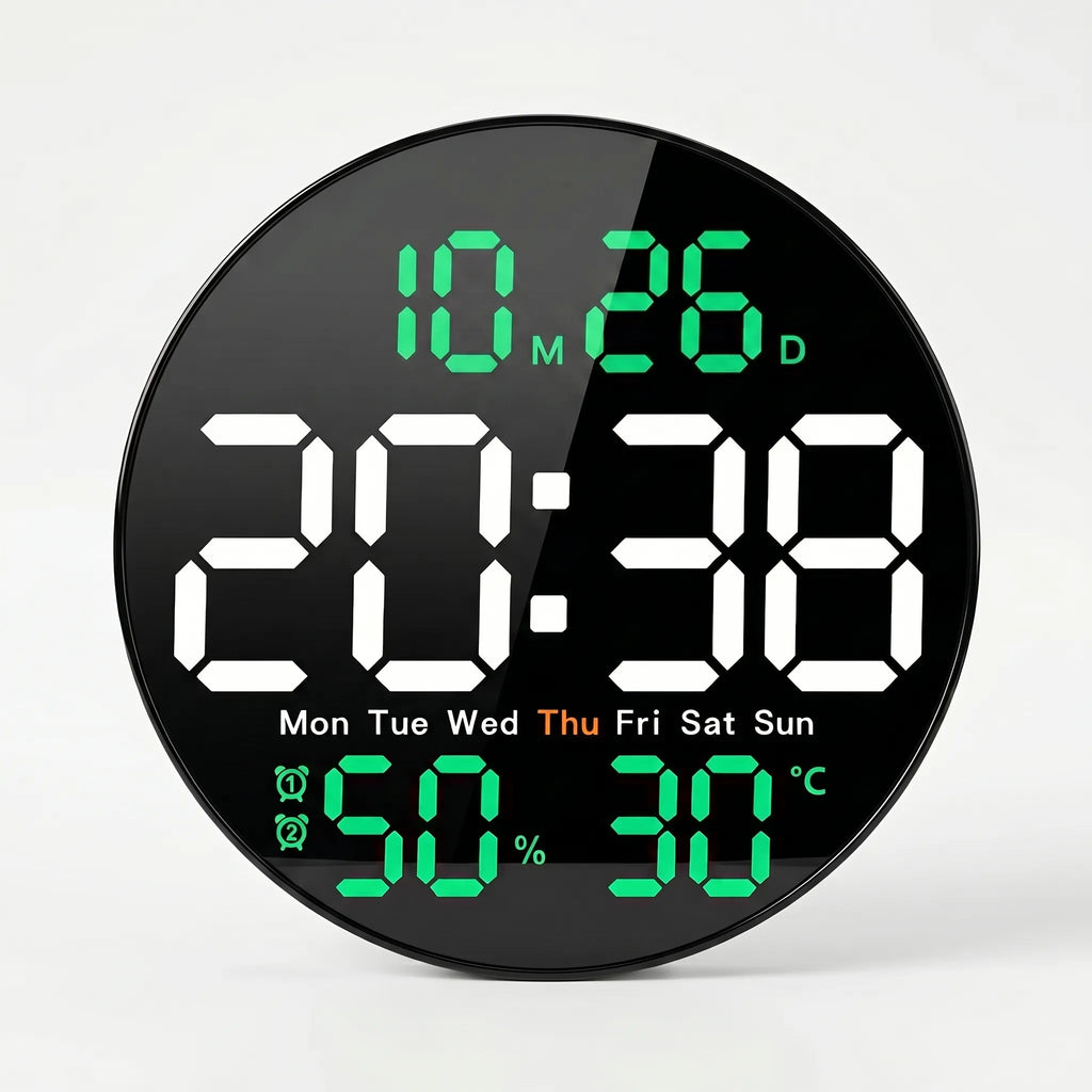 Lumiclock - Round LED Digital Wall Clock With Remote- Time At A Glance