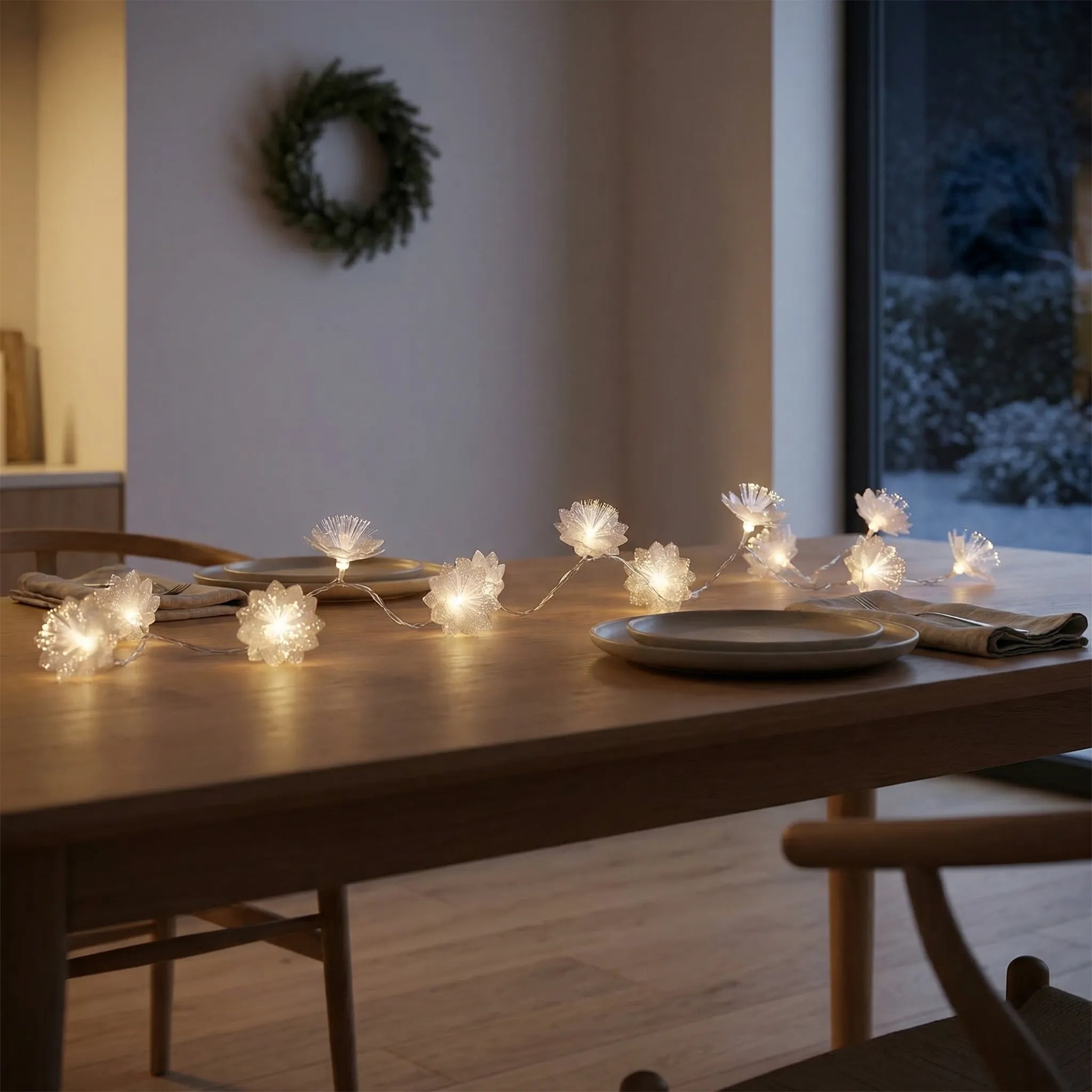 Luminara - Battery-Operated Floral Fairy Light Garland- Christmas Tree Decorating