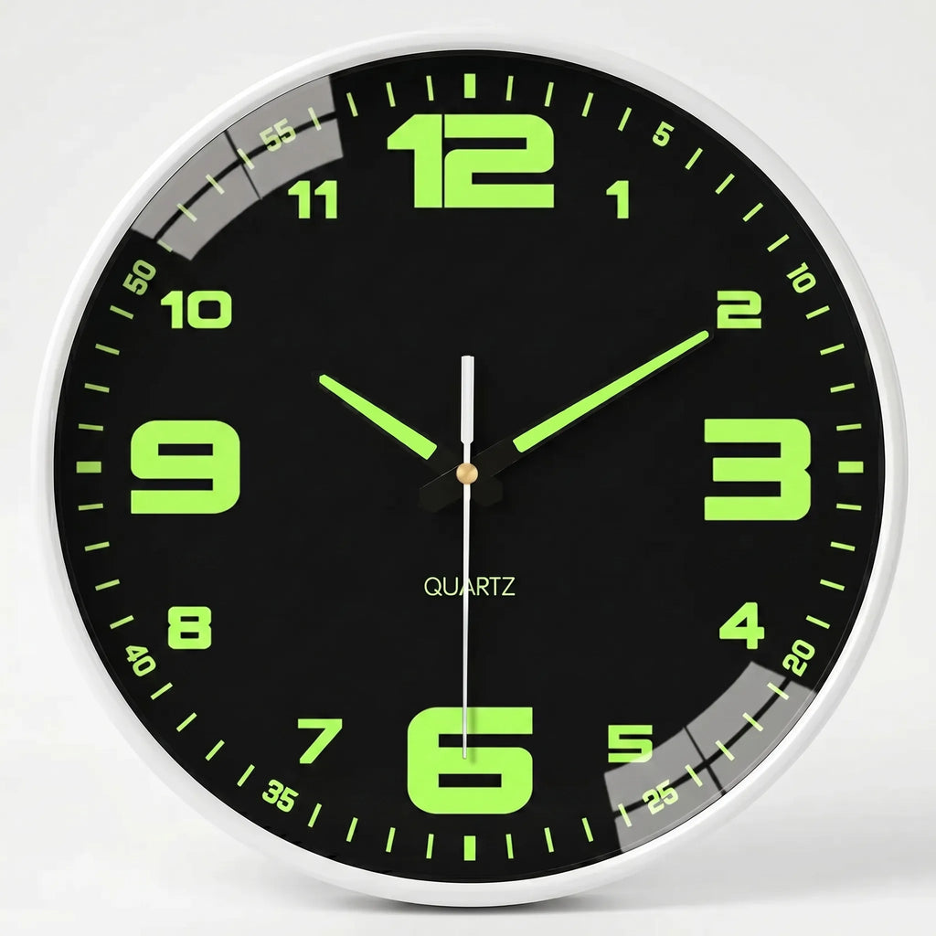 Lumiqlo - Round Luminous Quartz Wall Clock- Tells Time At Night