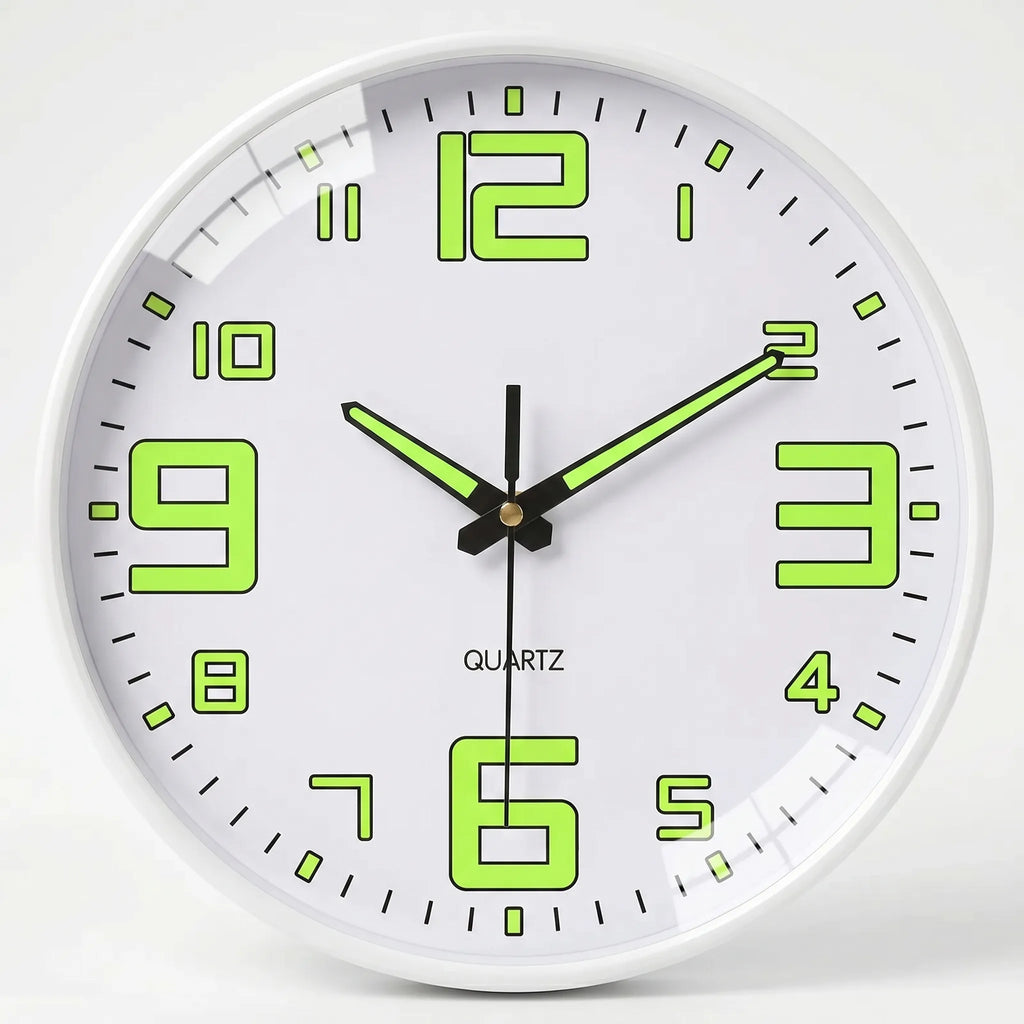 Lumiqlo - Round Luminous Quartz Wall Clock- Tells Time At Night