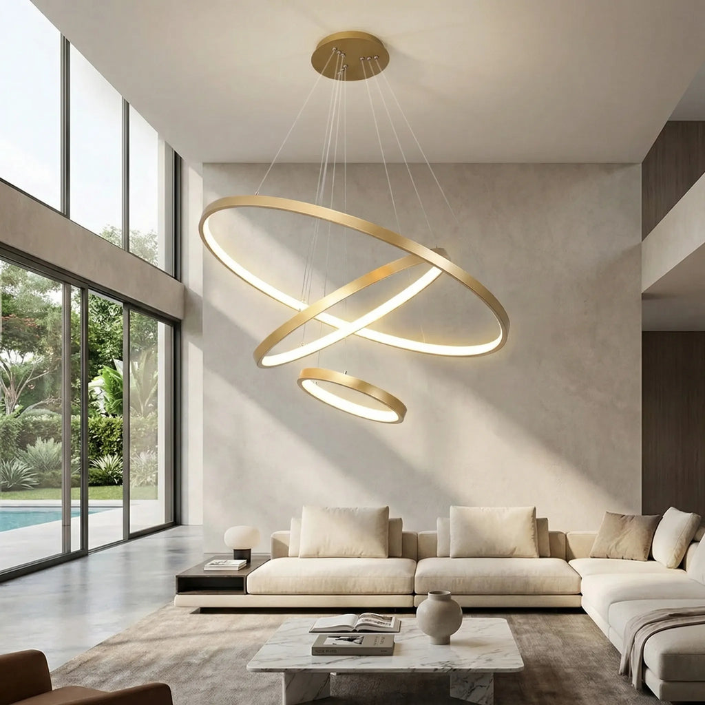Lumivara - Multi-Ring LED Ceiling Chandelier- Illuminate Living Spaces