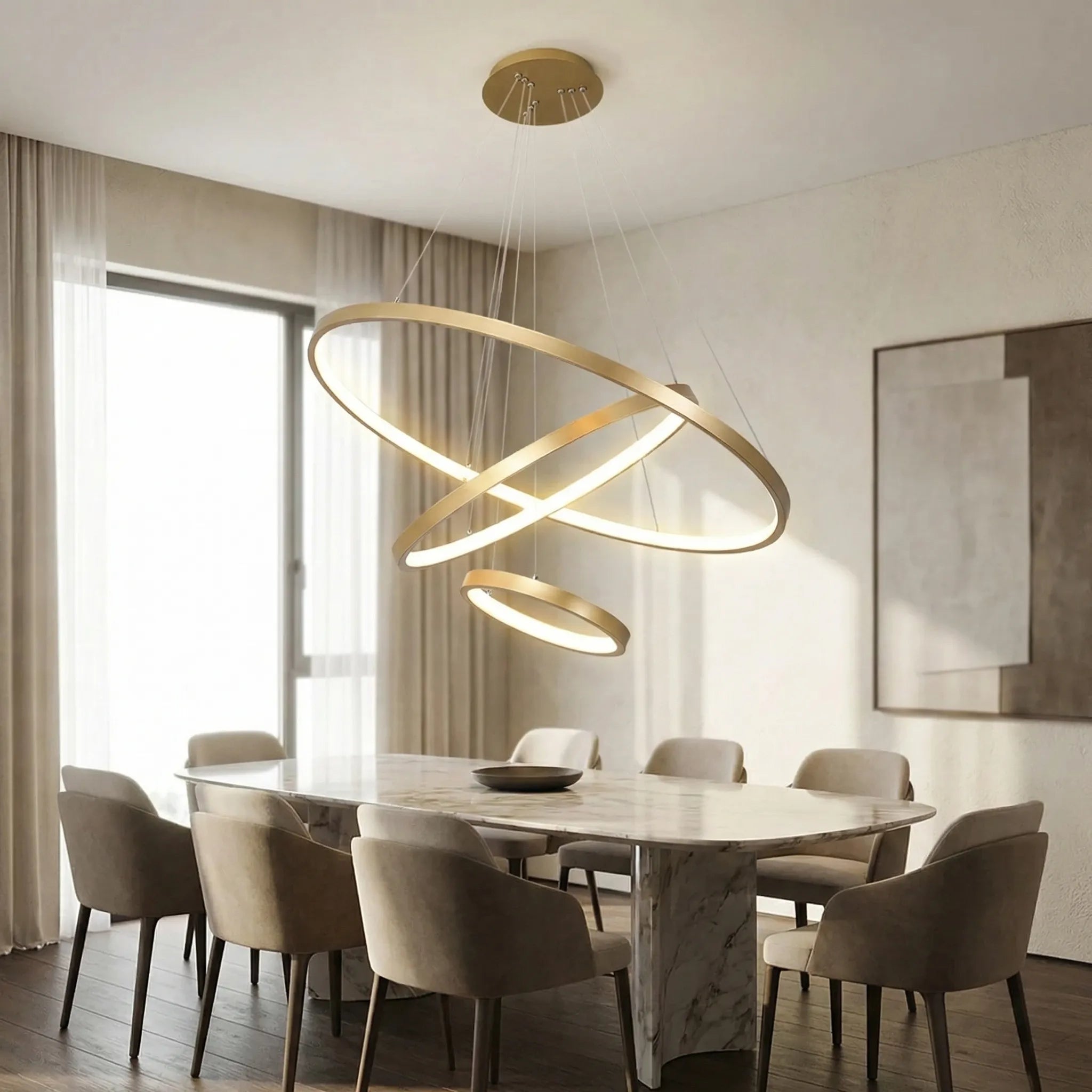 Lumivara - Multi-Ring LED Ceiling Chandelier- Illuminate Living Spaces