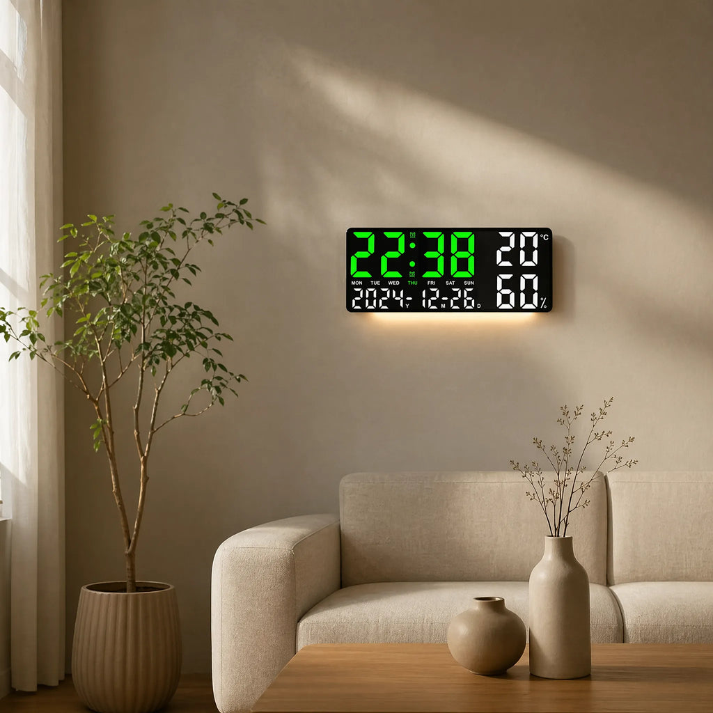 Lumivex - Large LED Digital Wall Clock- Track Time Clearly