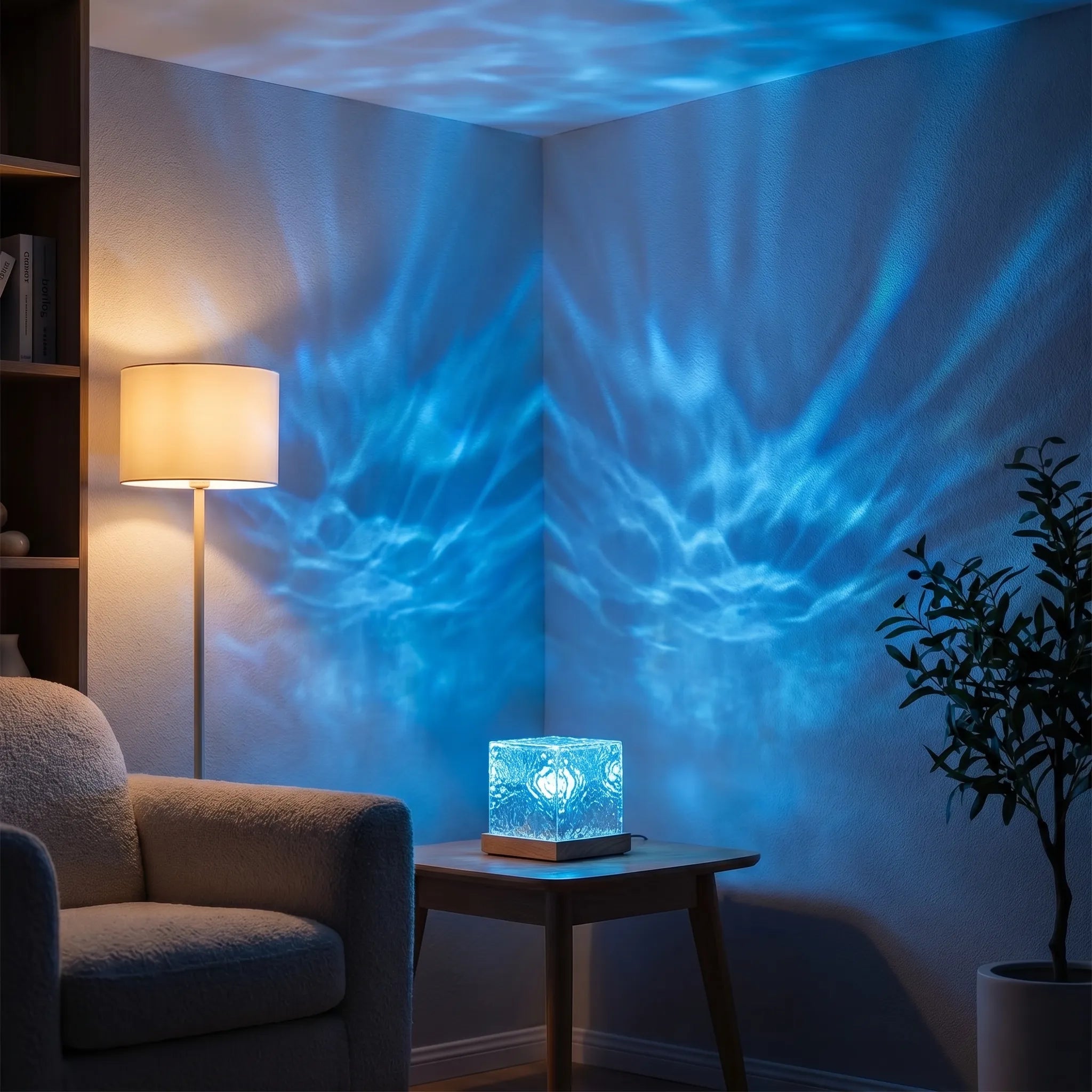 Lumivox - RGB Colour-Changing Cube Table Lamp- Ambient Bedroom Lighting