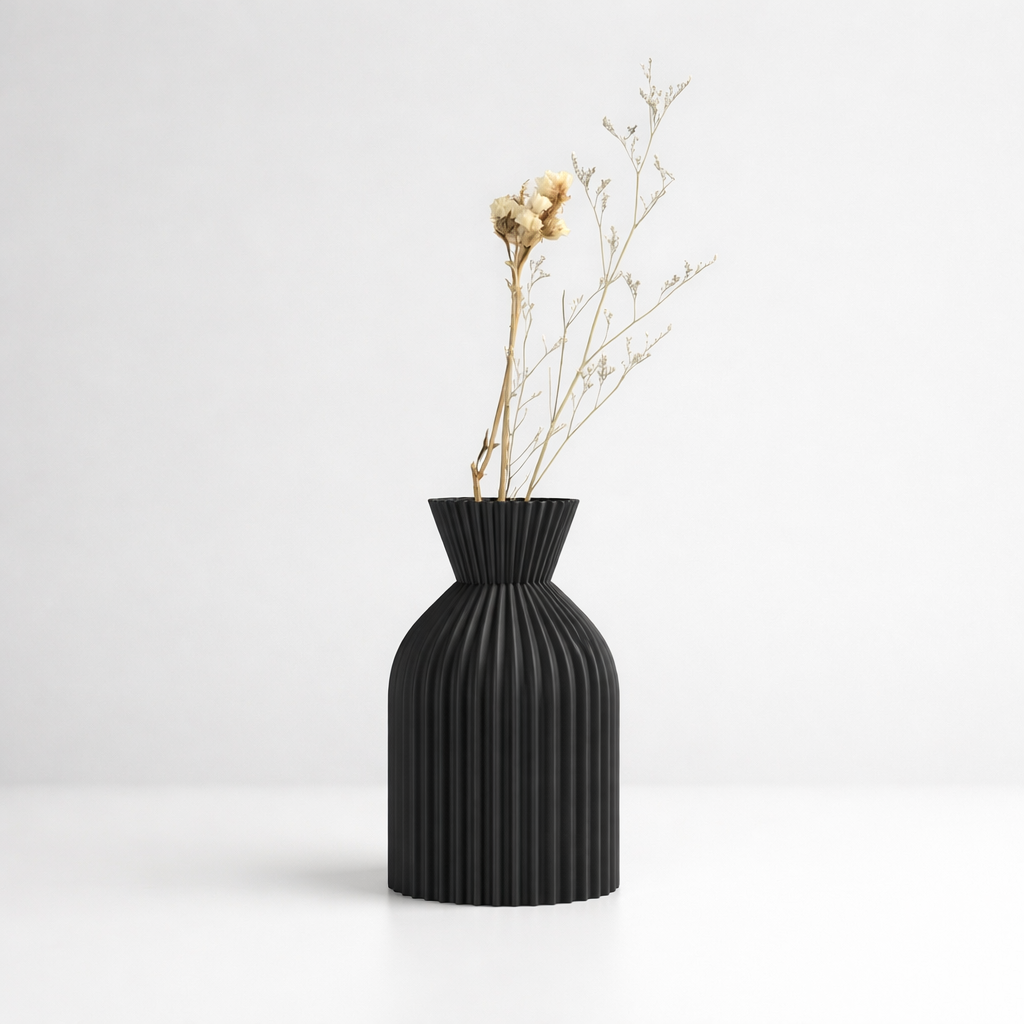 Rillova - Ribbed Tabletop Decorative Vase- Displaying Dried Botanicals