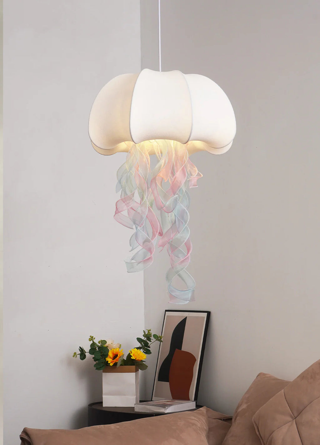 Jellyfish Pendant Light | White Fabric Modern Ceiling Lamp for Living Room | Lologe